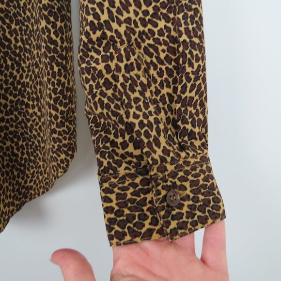 Vintage 90s Womens Oversized Leopard Print Blouse - Picture 5 of 7